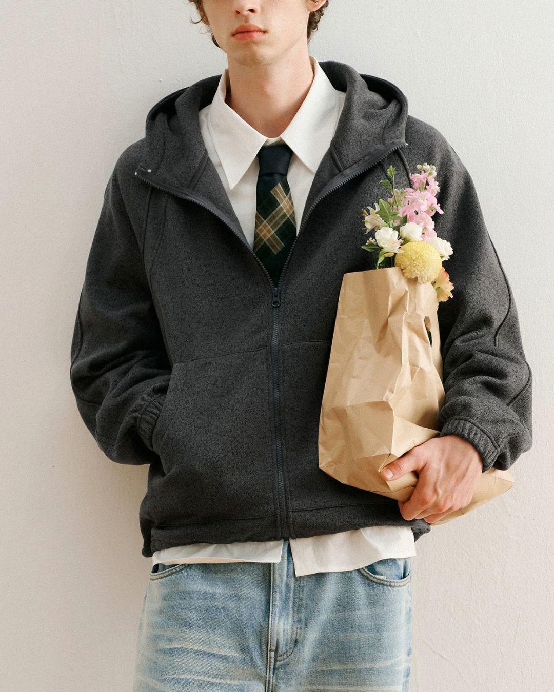 Heathered Zip Hoodie　HD085