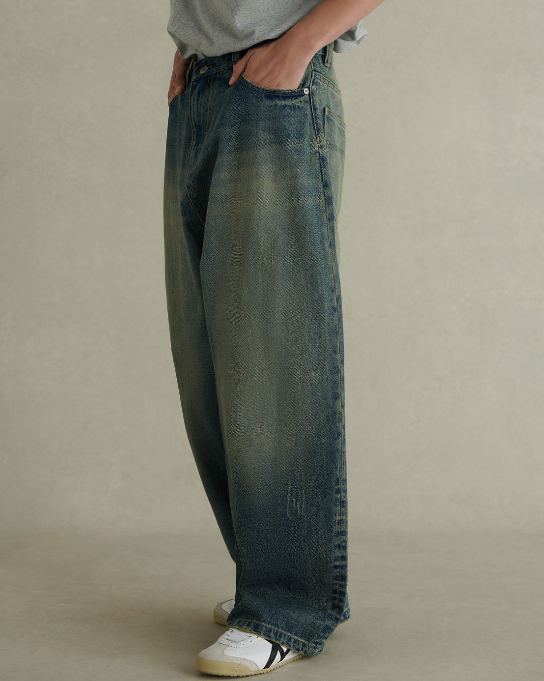 Washed Wide Denim Pants　DP047