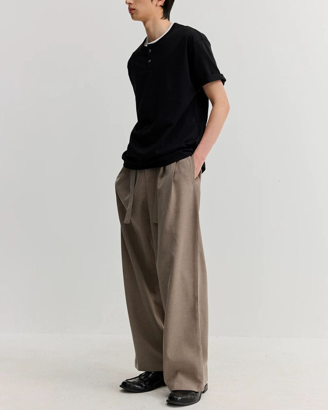 Relaxed Dry Henley Neck T-Shirt　ST222