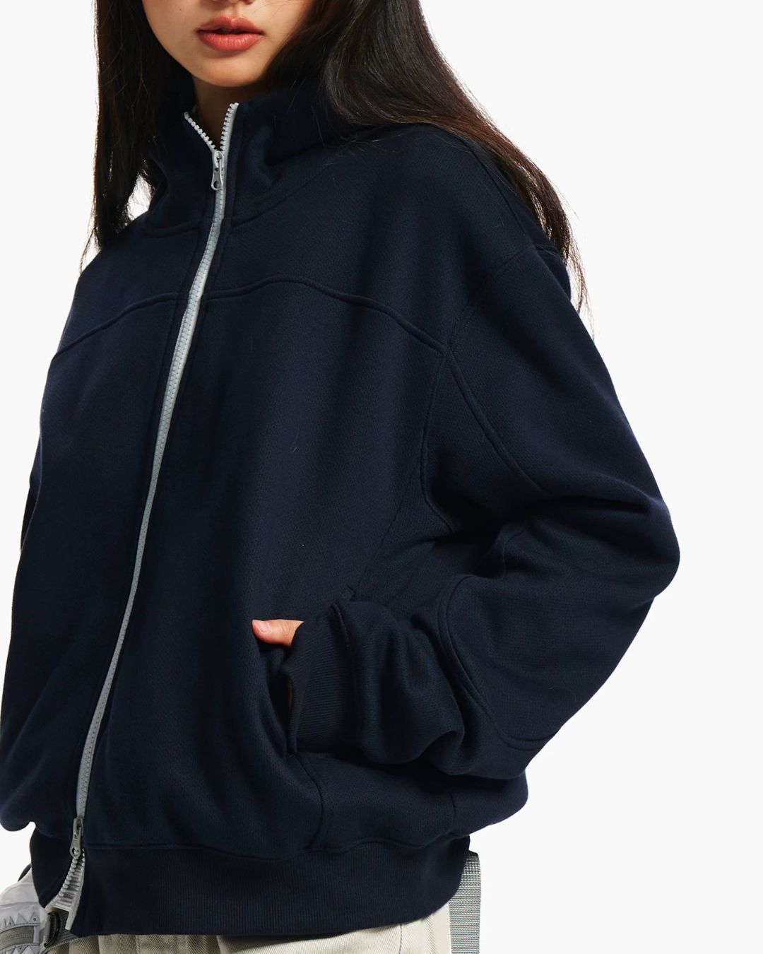 Diagonal Zip Hoodie　HD088