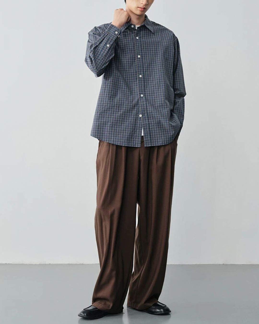 Wool Blend Tuck Wide Pants　WP119