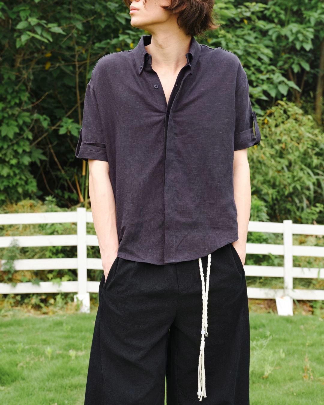 Roll-Tab Linen Shirt 　SS093