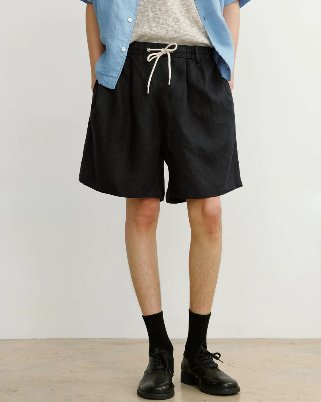 Natural Linen Drawstring Shorts　SP074