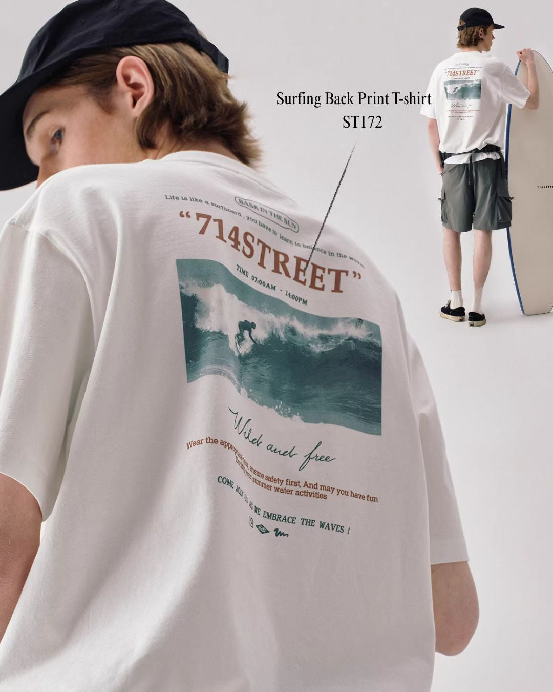 Surfing Back Print T-shirt　ST172