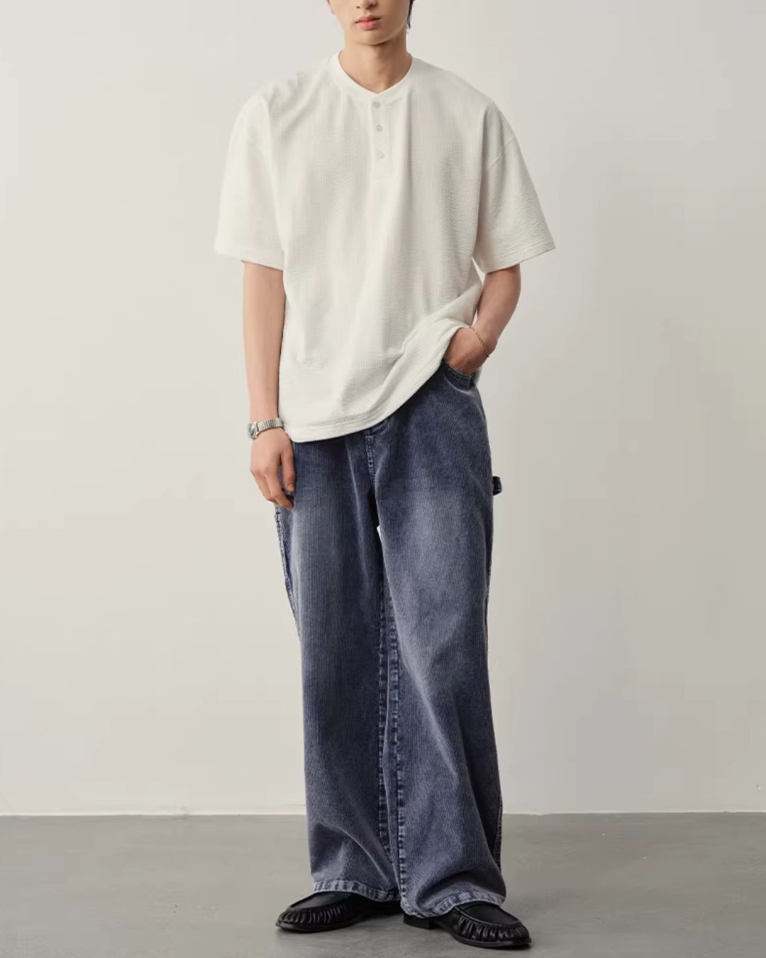 【10日以内お届け】Thermal Henley Neck T-shirt　ST182
