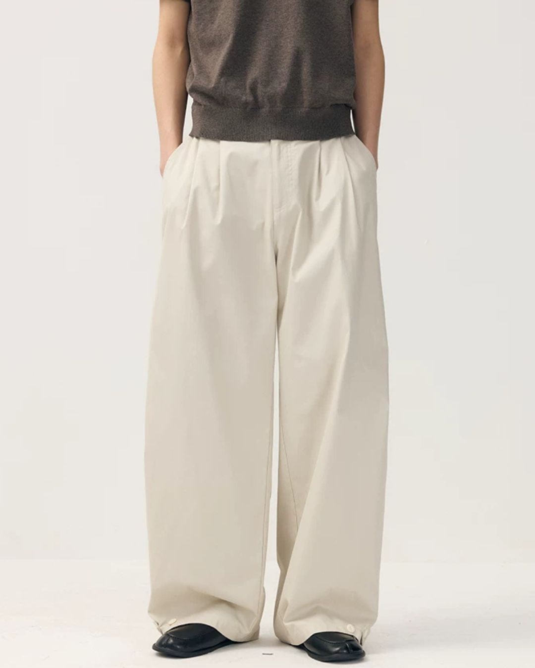 Hem Button Side Pleated Pants　WP104