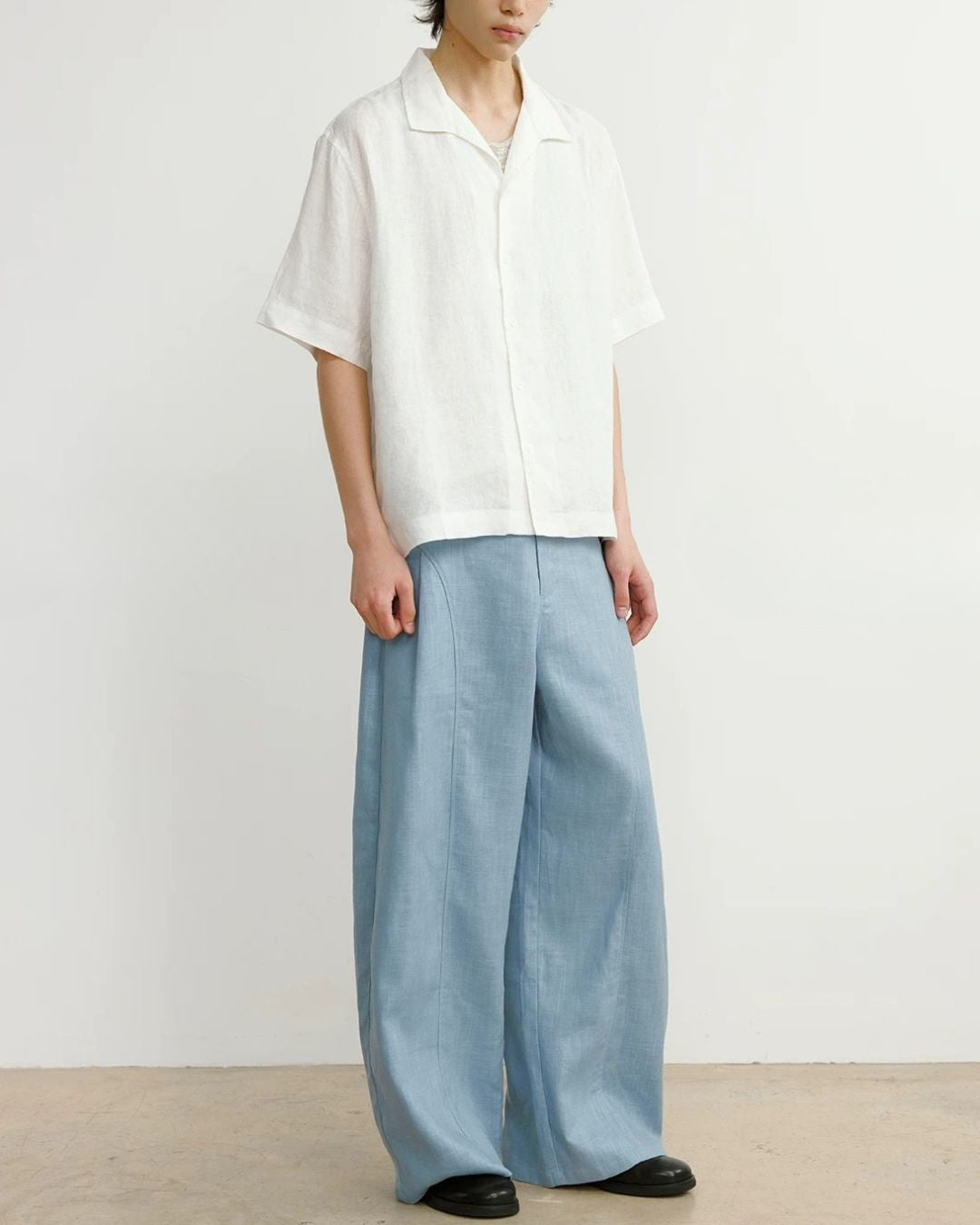 Natural Linen Open-collar Shirt　SS089