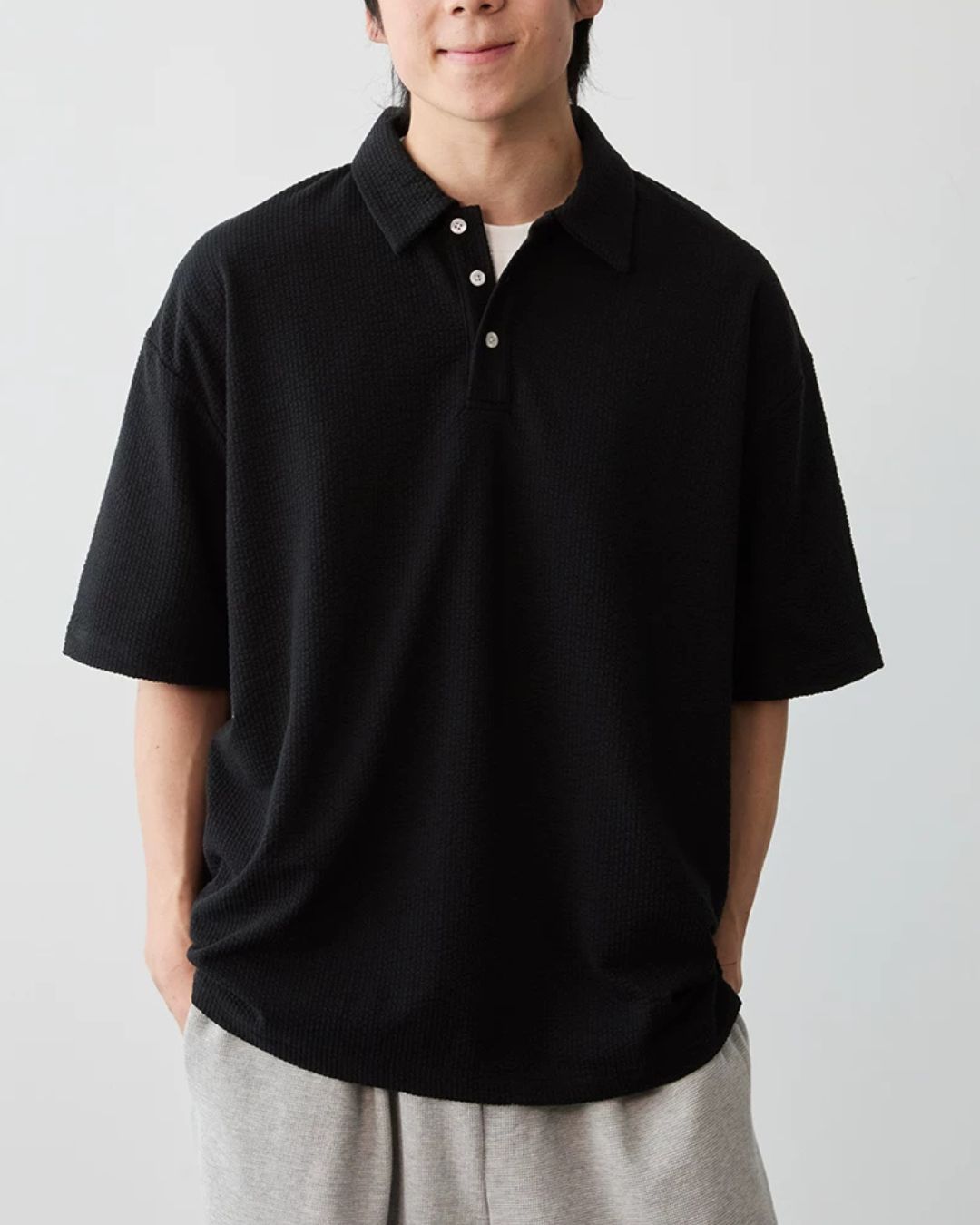 Comfortable Waffle Polo Shirt　SS087