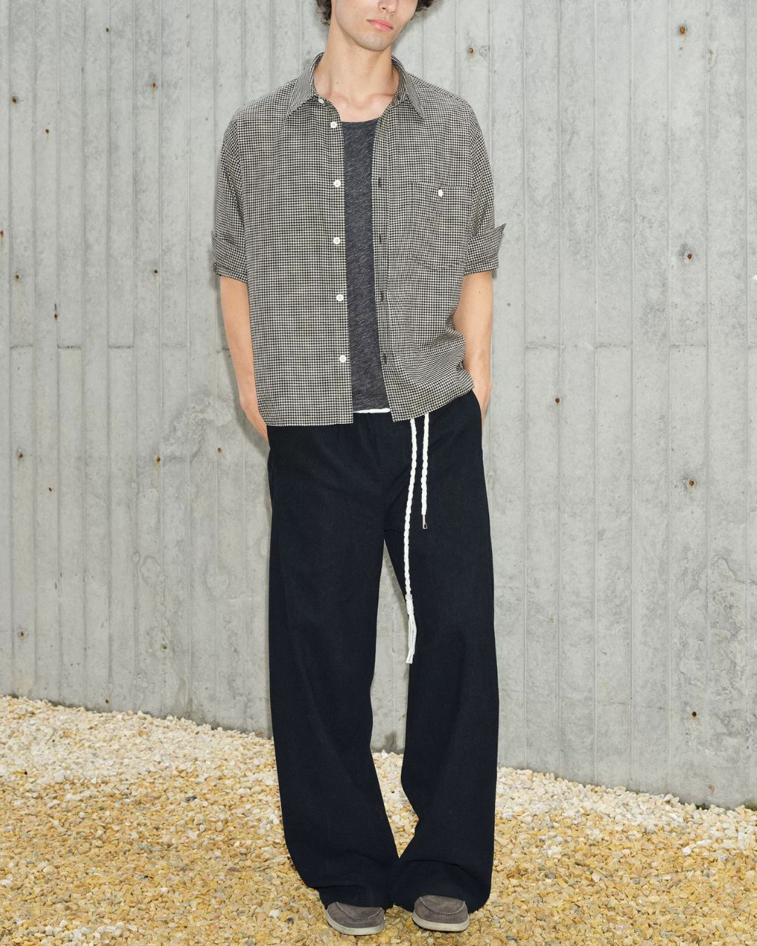 Roll-Cuff Houndstooth Shirt　SS092