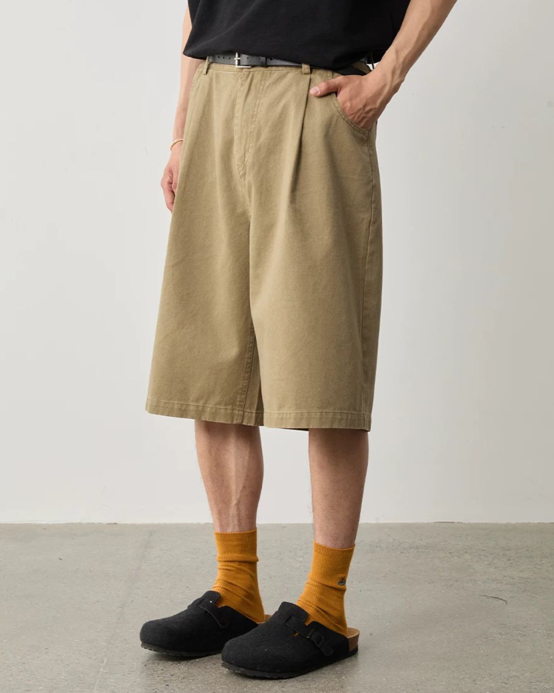 Pleated Cotton Shorts　SP070