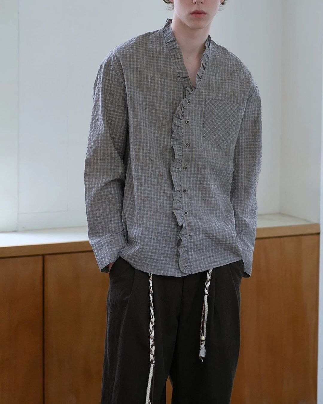 Ruffle Check Shirt　LS114