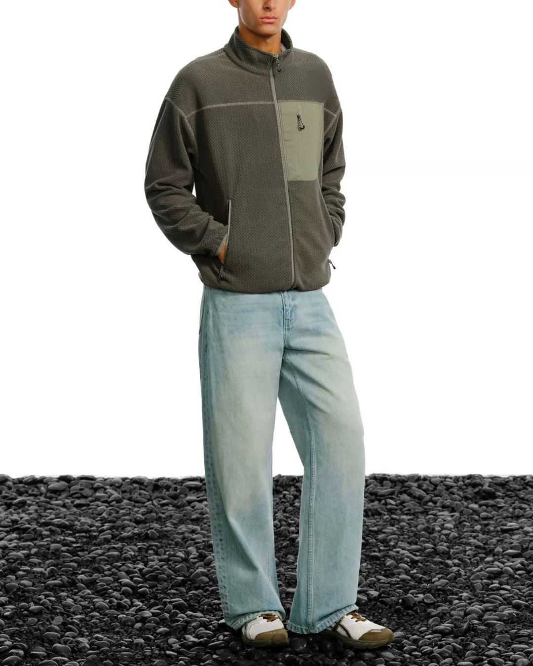 Wave Textured Fleece Jacket　JK266