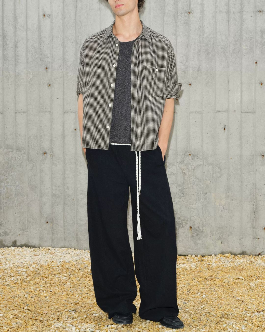 Roll-Cuff Houndstooth Shirt　SS092