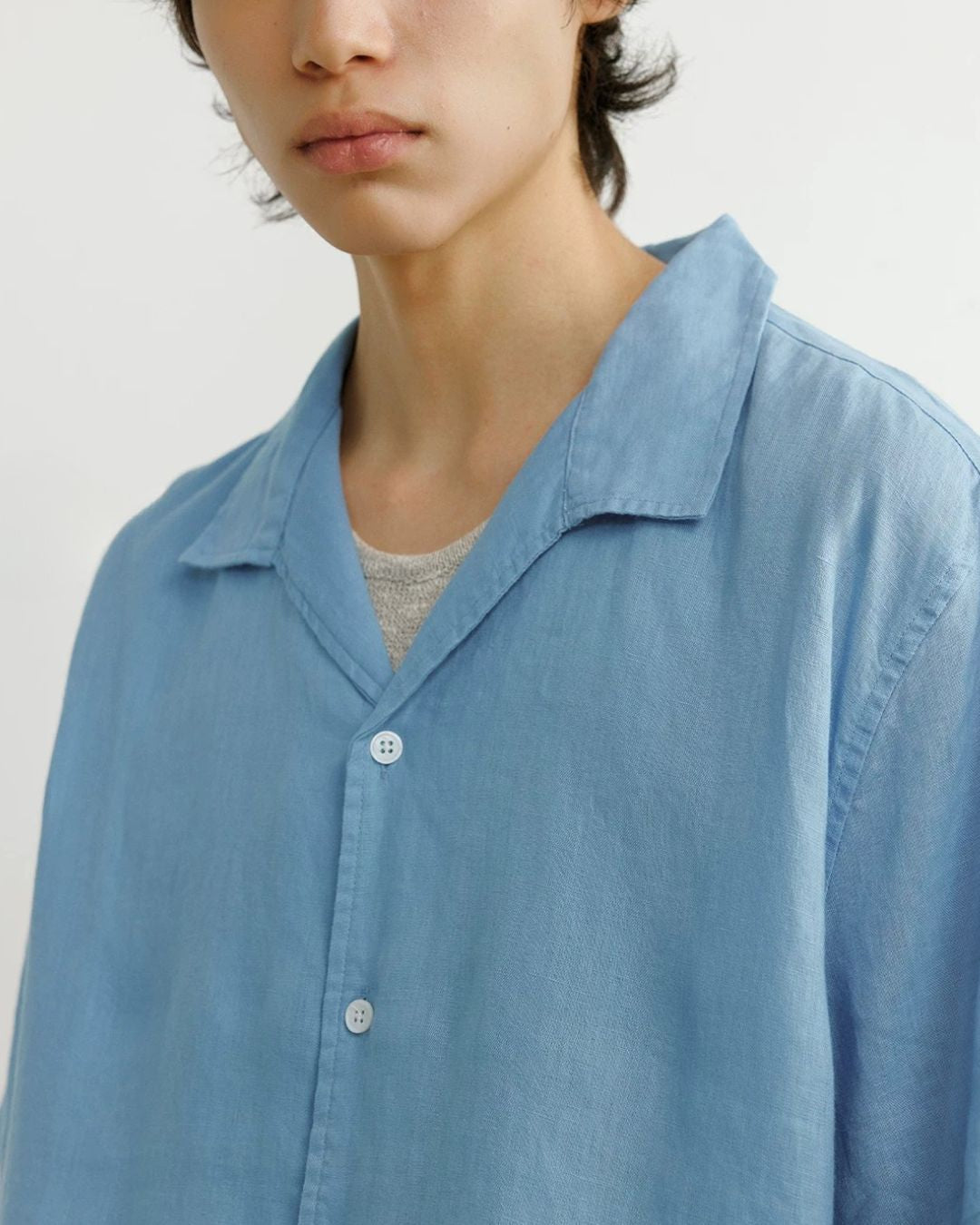 Natural Linen Open-collar Shirt　SS089