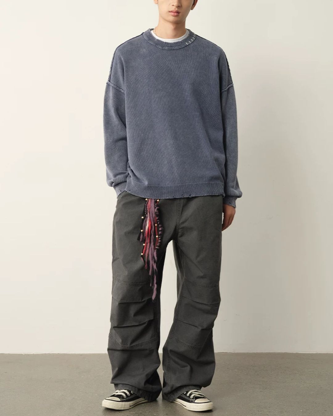Washed Panel Wide Pants　WP126
