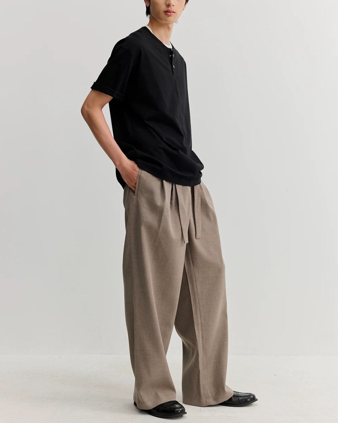 Relaxed Dry Henley Neck T-Shirt　ST222