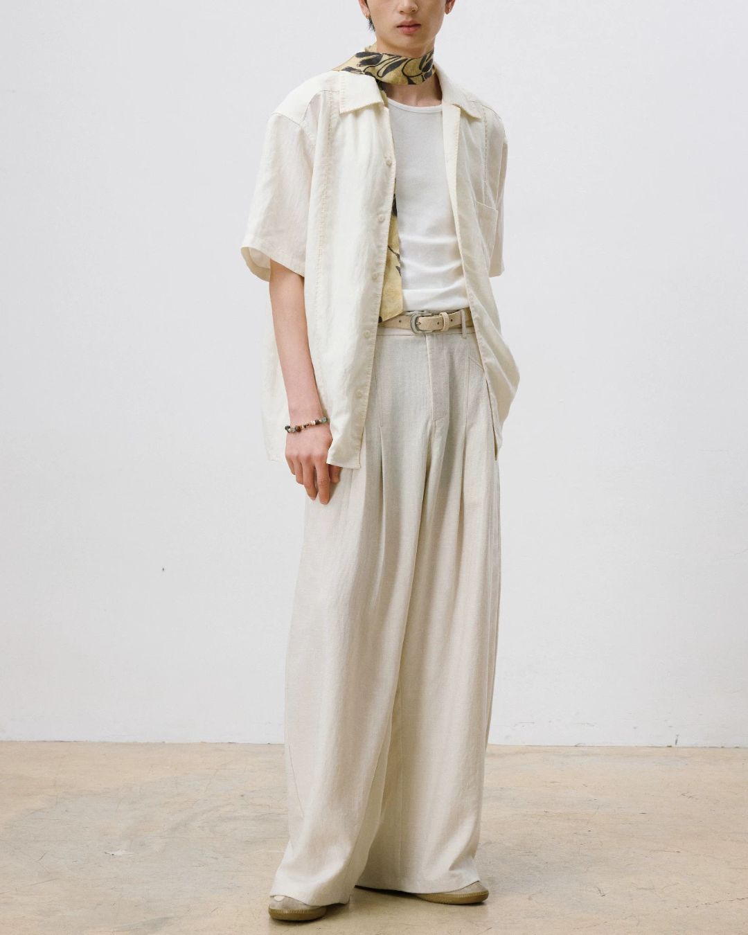 Linen Pleated Wide Pants　WP110