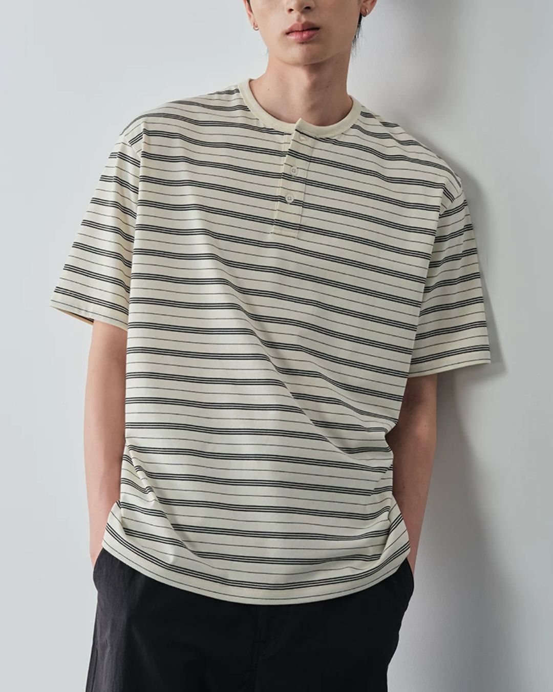Border Henley T-Shirt　ST208