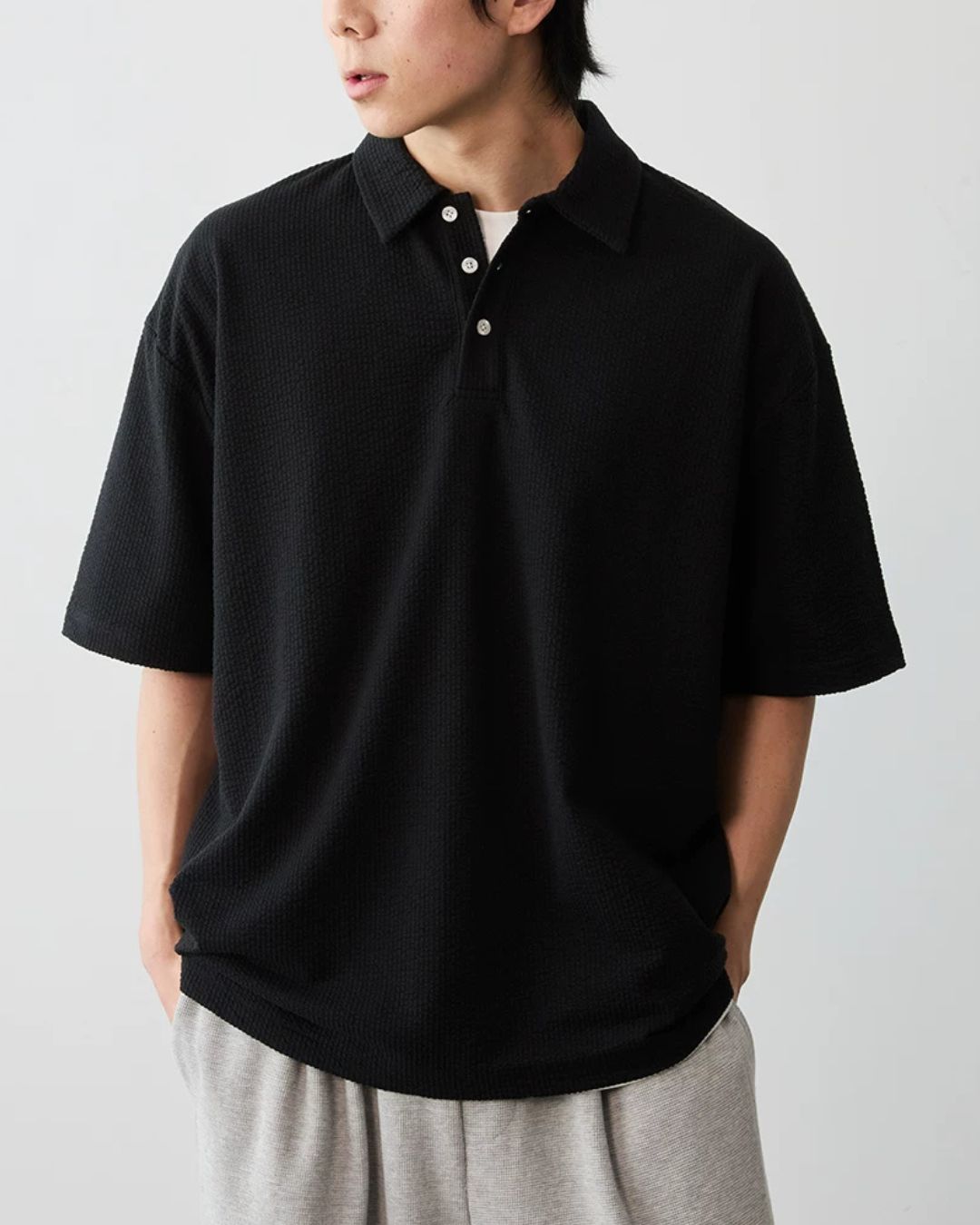 Comfortable Waffle Polo Shirt　SS087