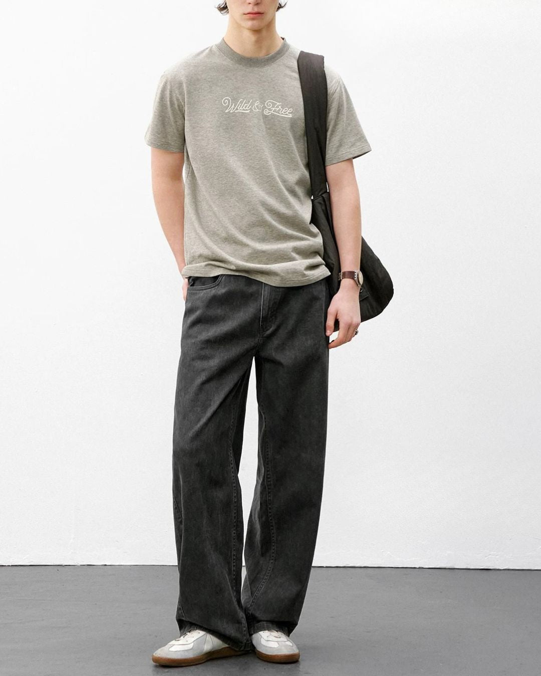 Textured Logo Crew Neck T-Shirt　ST188