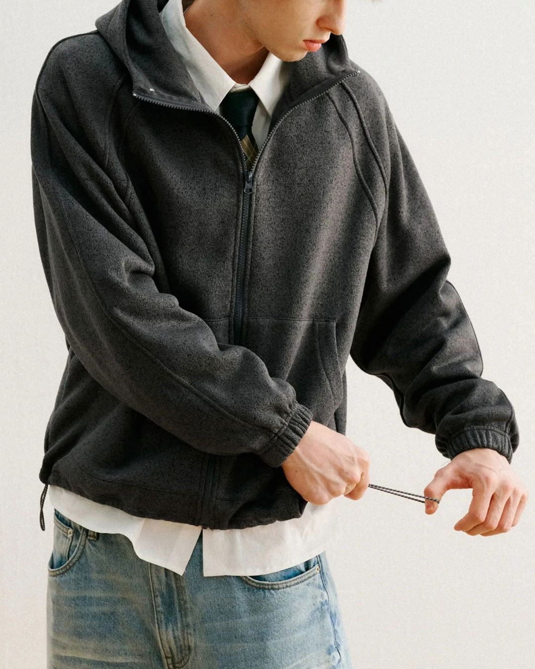 Heathered Zip Hoodie　HD085