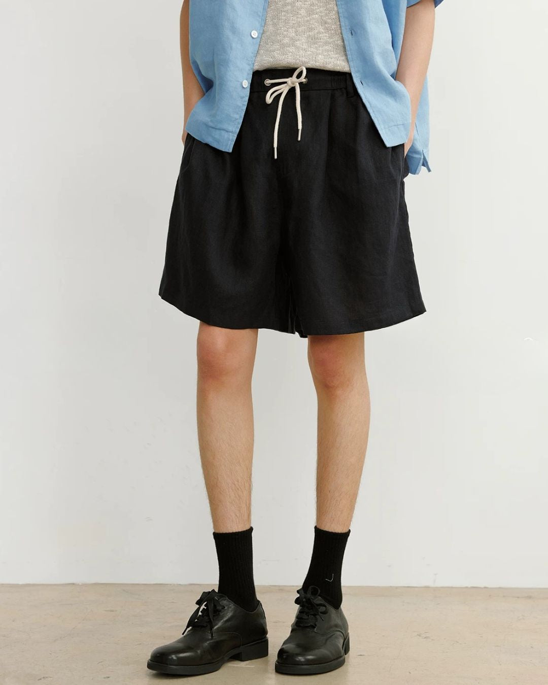 Natural Linen Drawstring Shorts　SP074