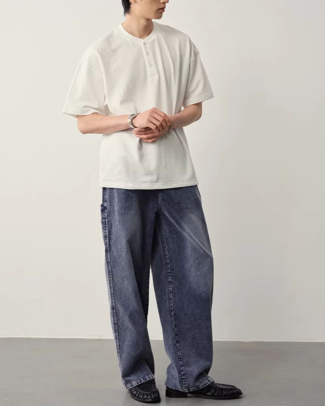 【10日以内お届け】Thermal Henley Neck T-shirt　ST182