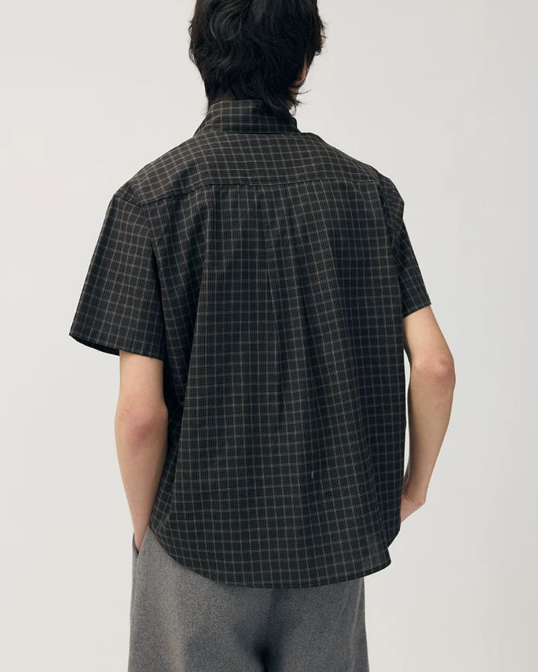 Tie-collar Retro Check Shirt　SS085