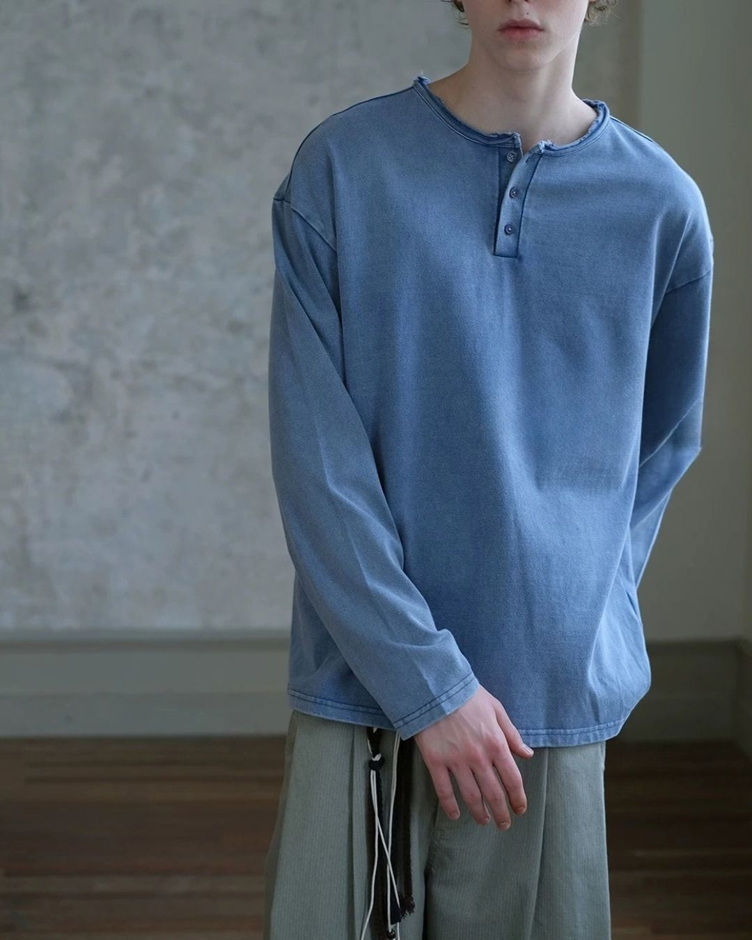 Washed Henley T-Shirt　LT093