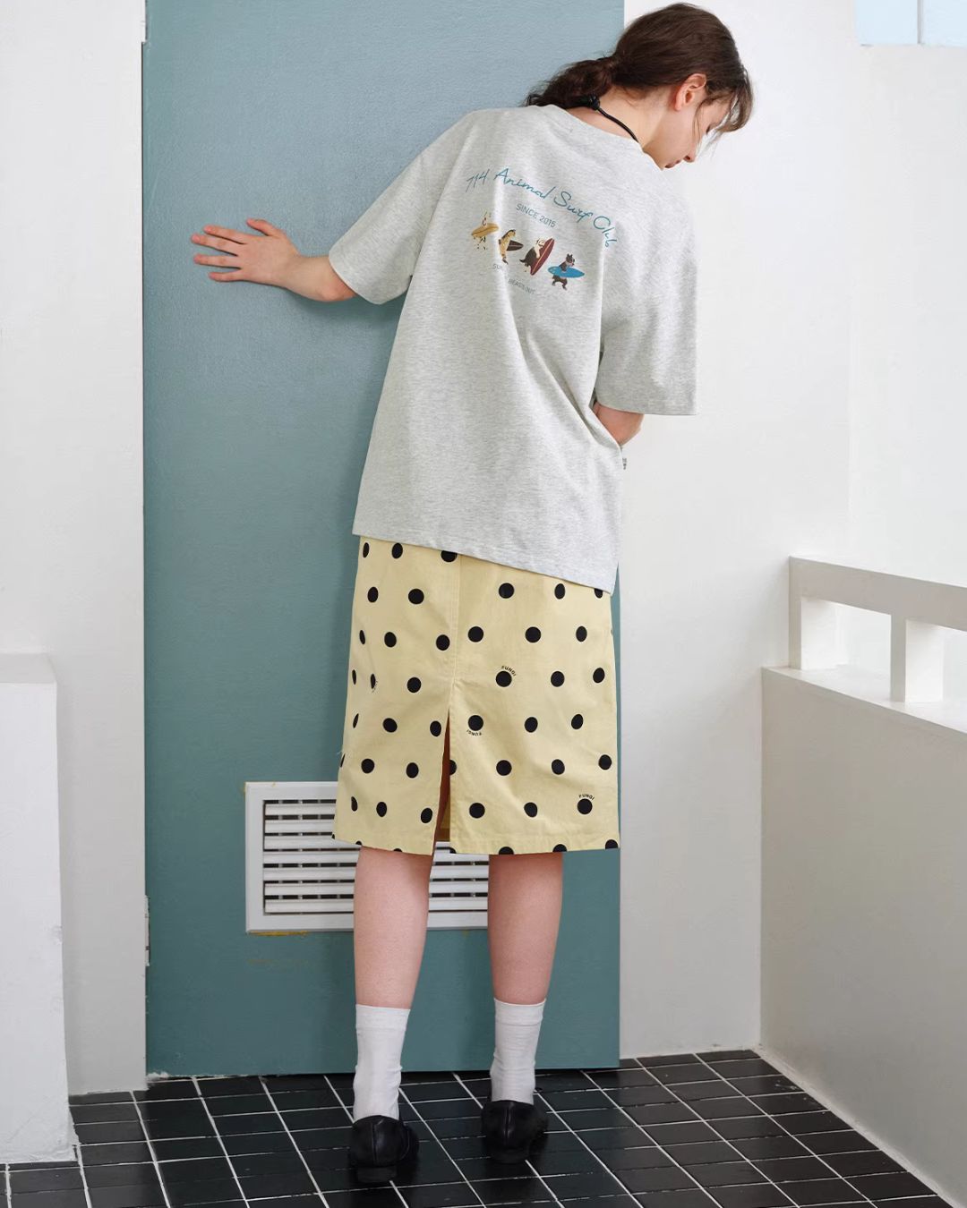 Animal Surfing Print T-shirt　ST173