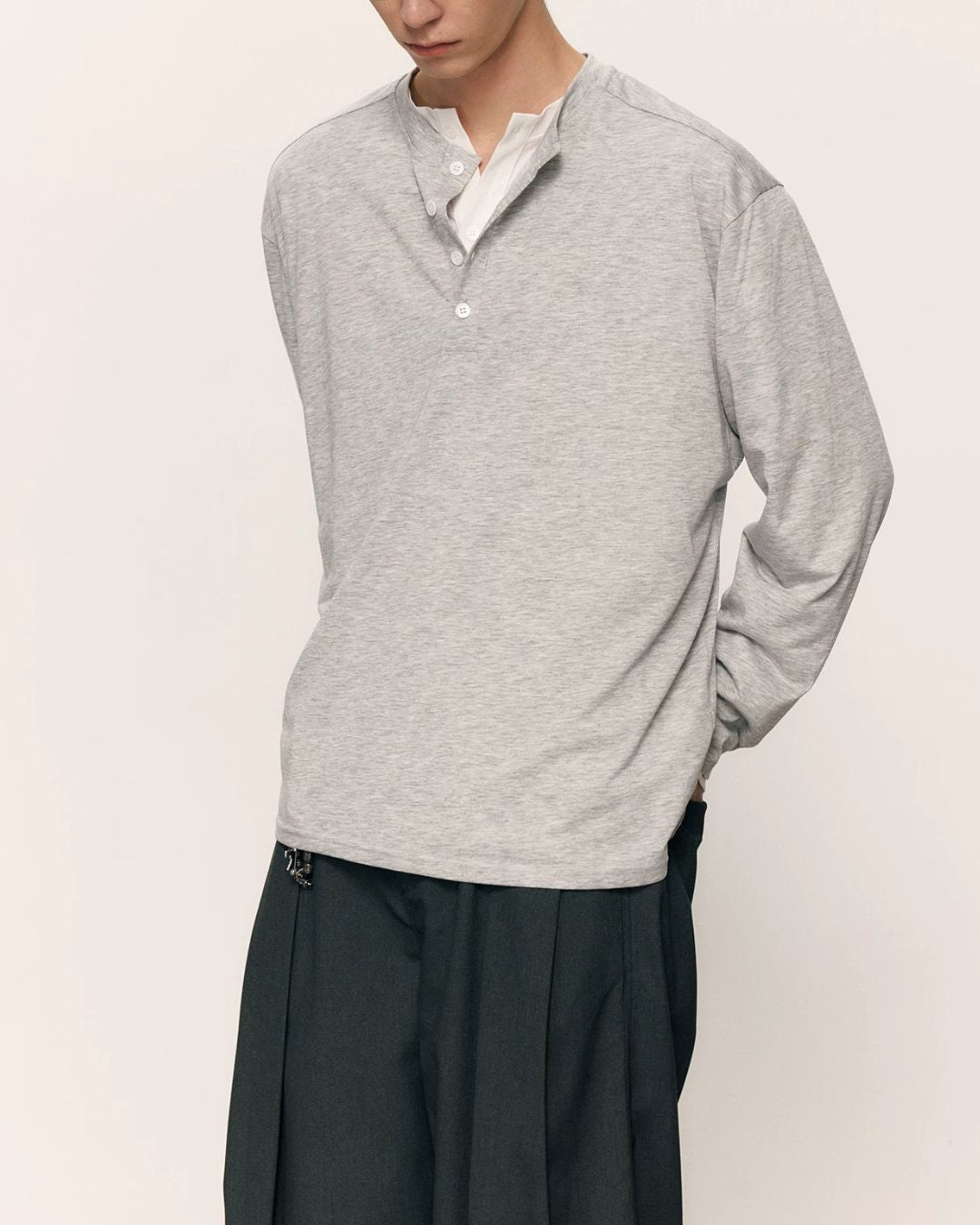 Relaxed Slub Henley T-Shirt　LT089