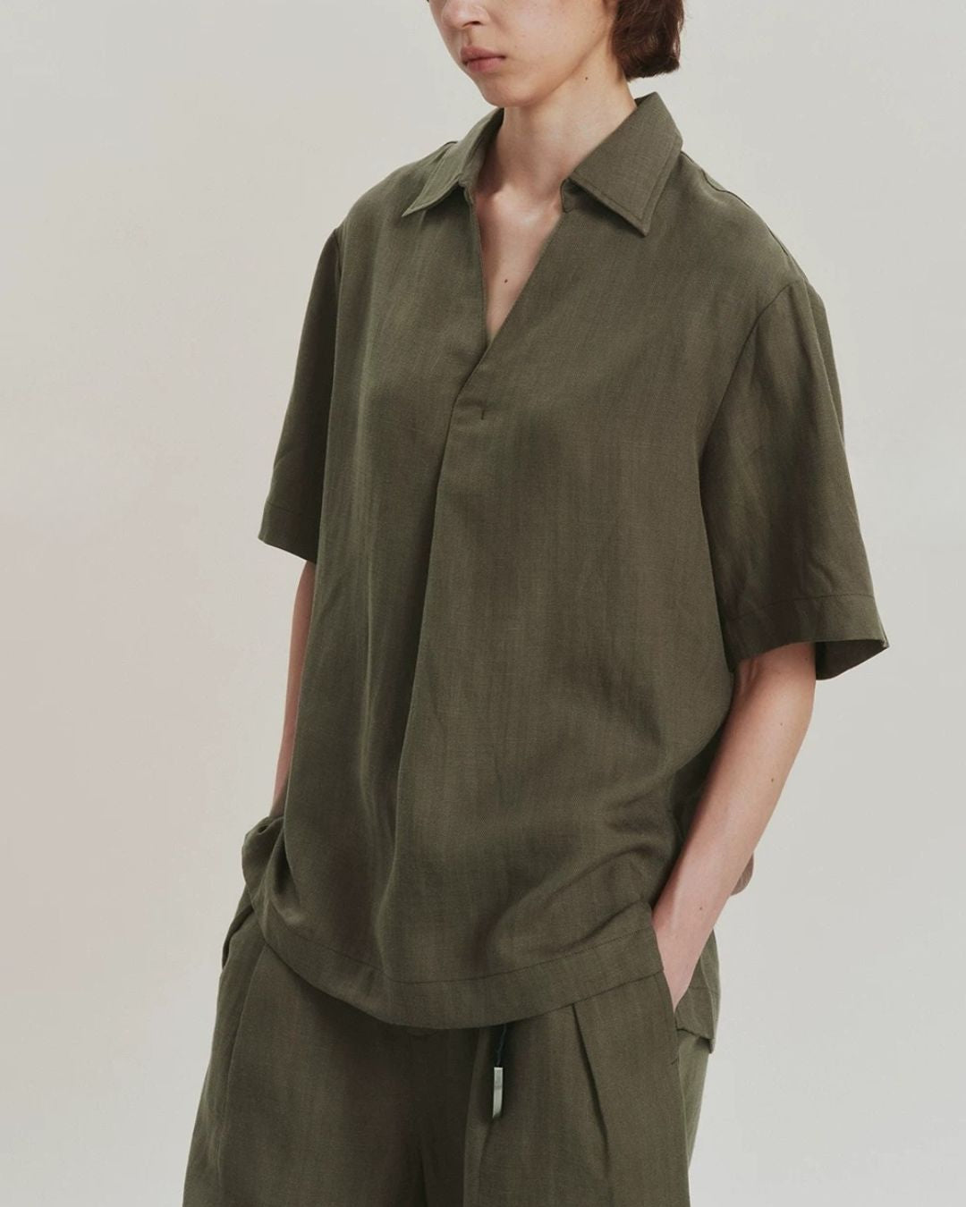 Linen Relaxed Skipper Shirt　SS095