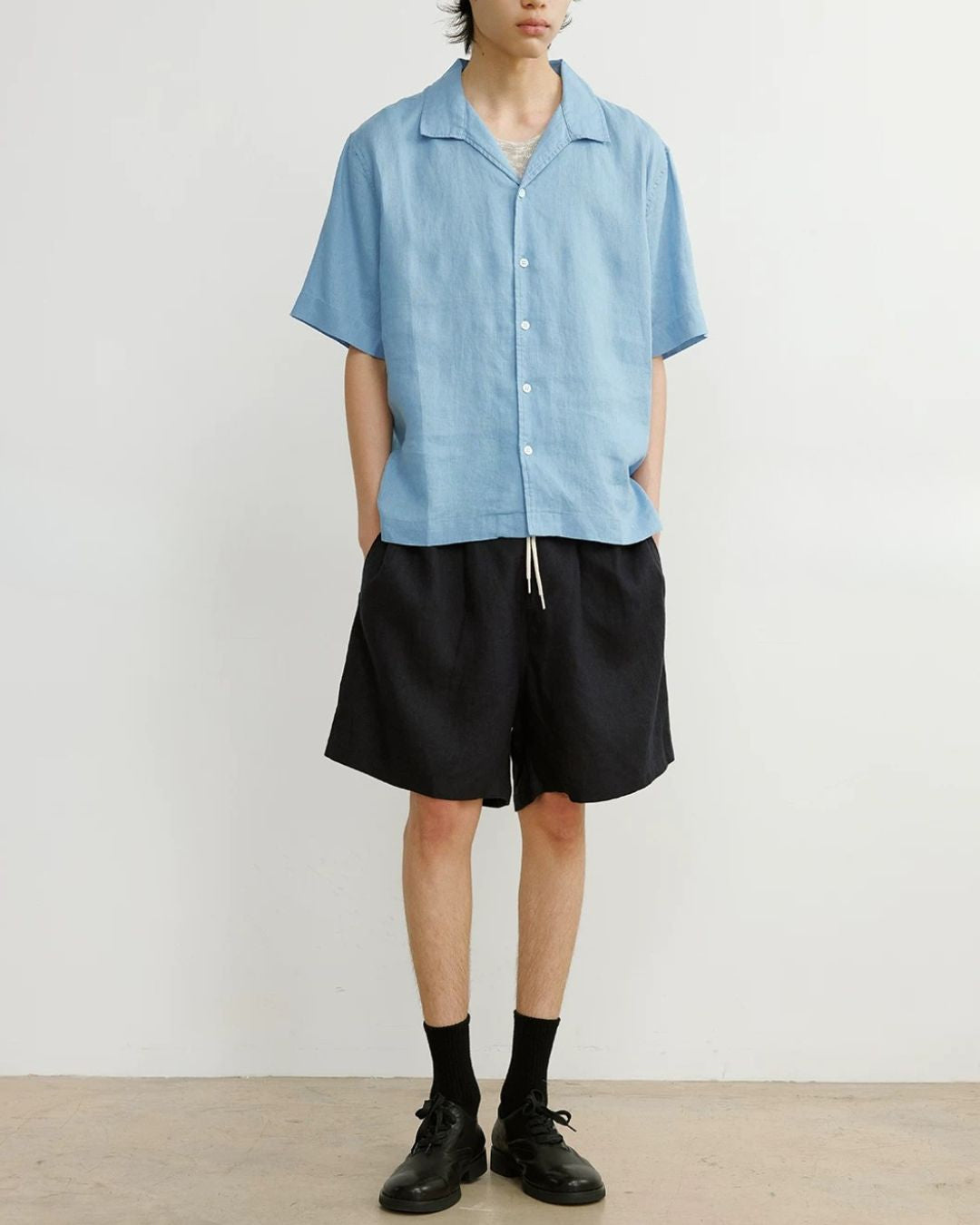 Natural Linen Drawstring Shorts　SP074