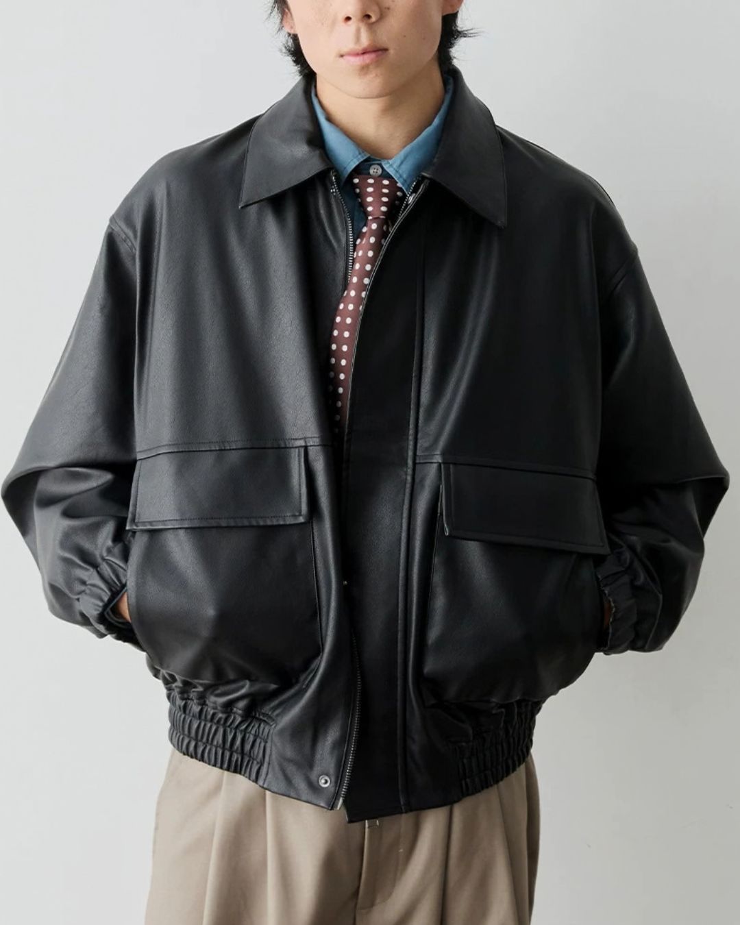 Retro PU Leather Jacket　JK260