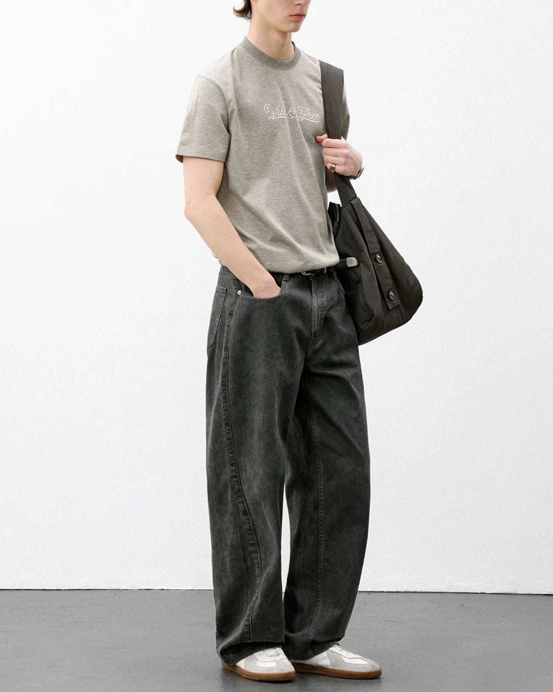 Textured Logo Crew Neck T-Shirt　ST188