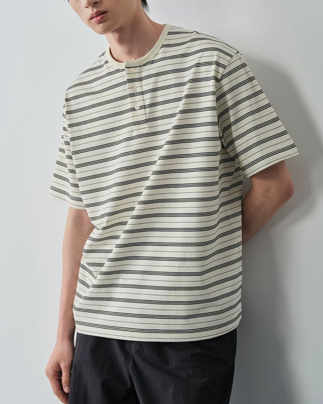 Border Henley T-Shirt　ST208