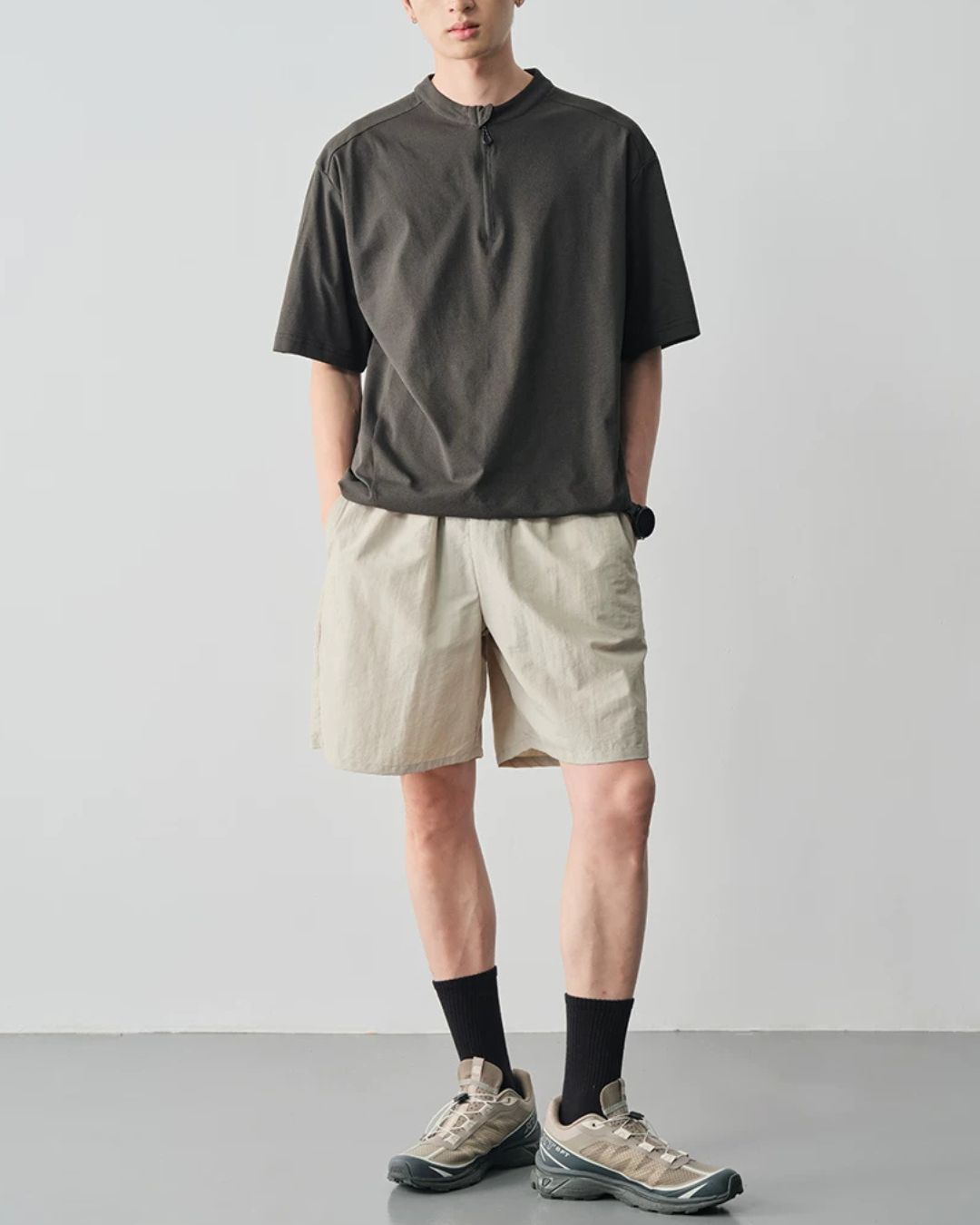 Half-zip Drawstring Pullover　ST202