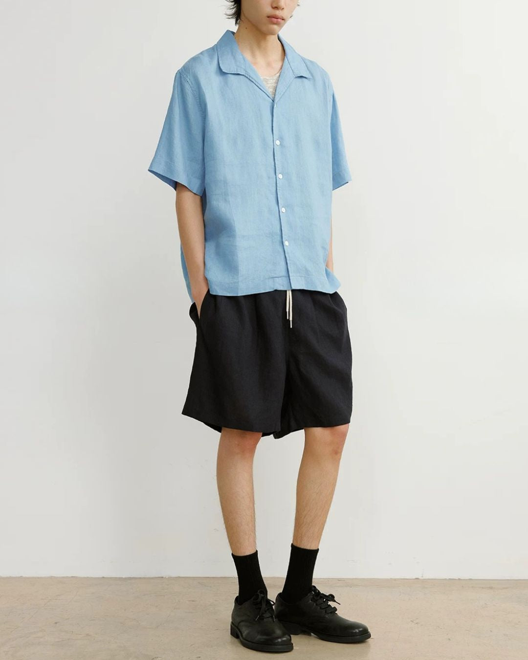 Natural Linen Open-collar Shirt　SS089