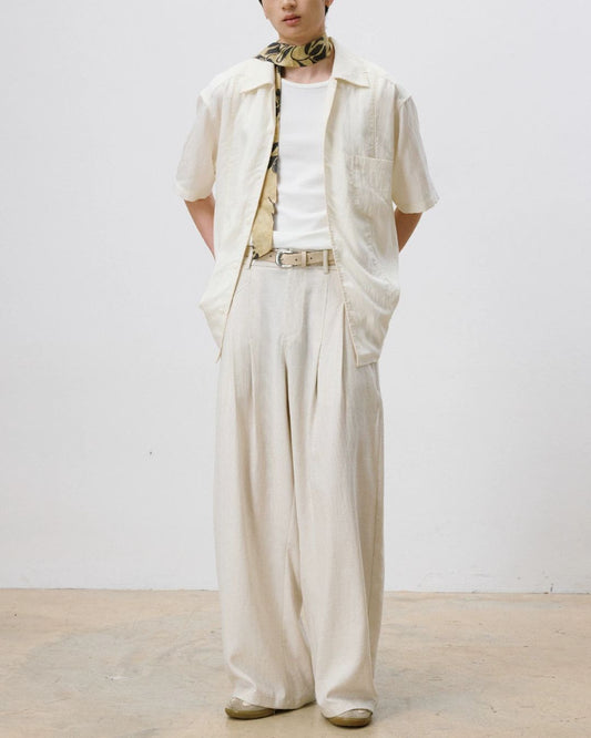 Linen Pleated Wide Pants　WP110