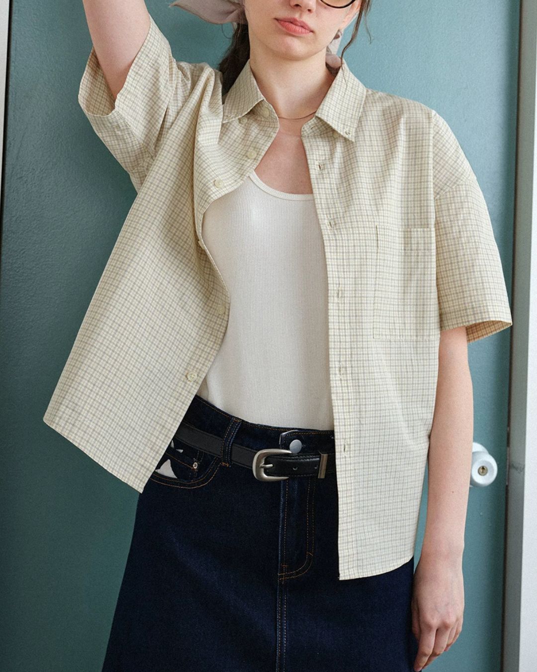 Sand-washed Plaid Shirt　SS094