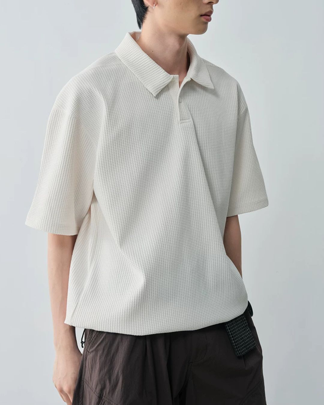 Drawstring Waffle Polo Shirt　SS082