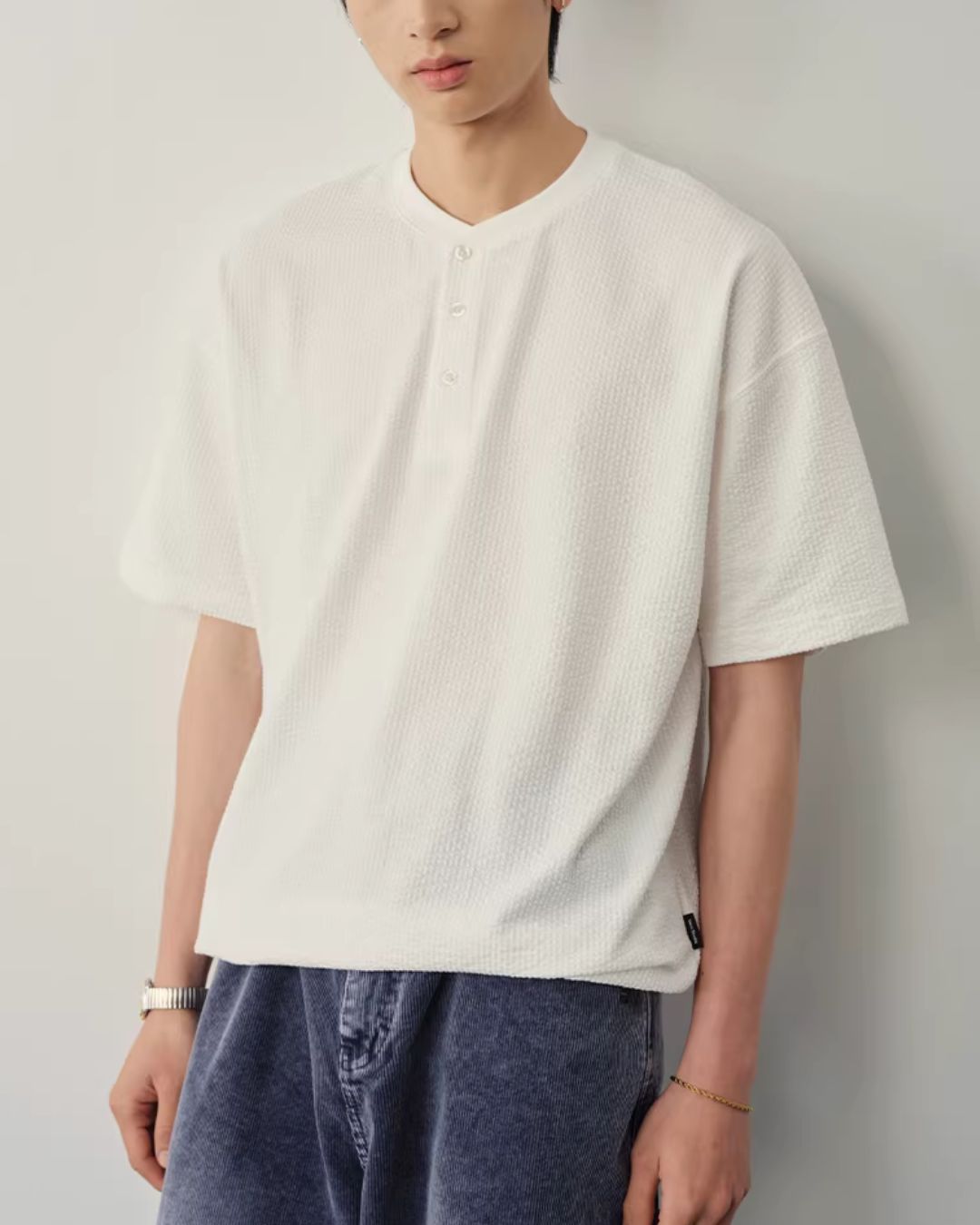 【10日以内お届け】Thermal Henley Neck T-shirt　ST182