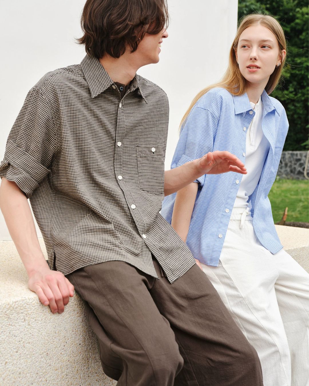 Roll-Cuff Houndstooth Shirt　SS092