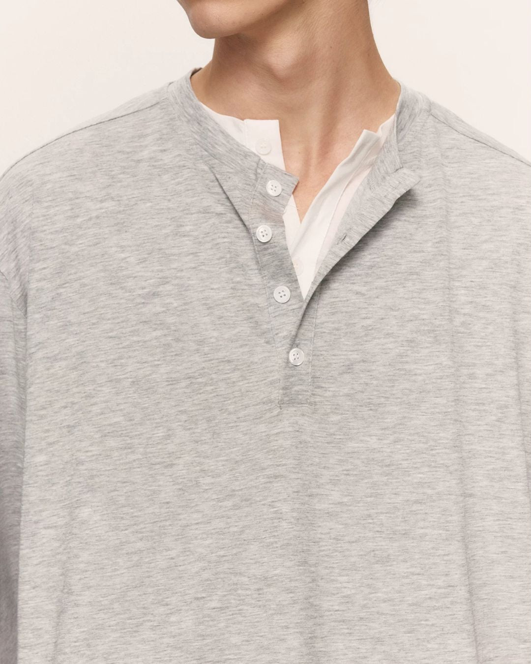 Relaxed Slub Henley T-Shirt　LT089