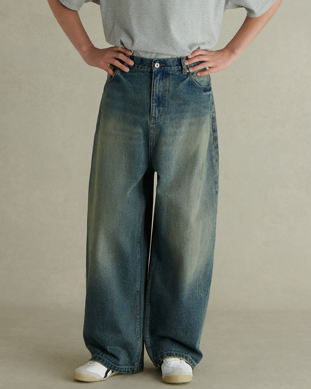 Washed Wide Denim Pants　DP047