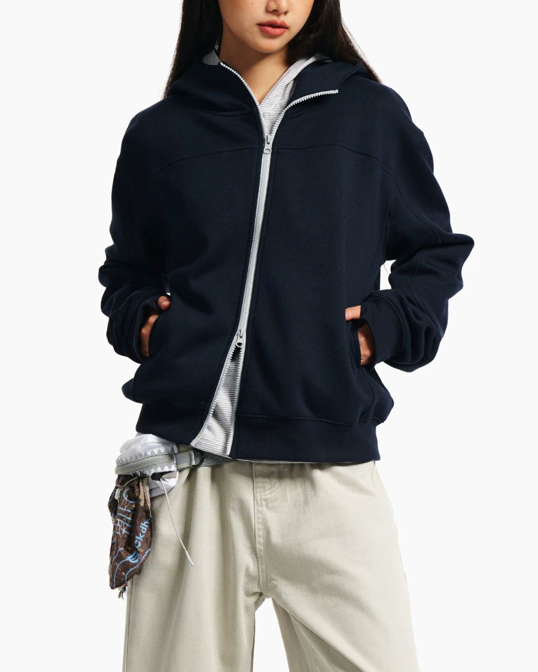 Diagonal Zip Hoodie　HD088