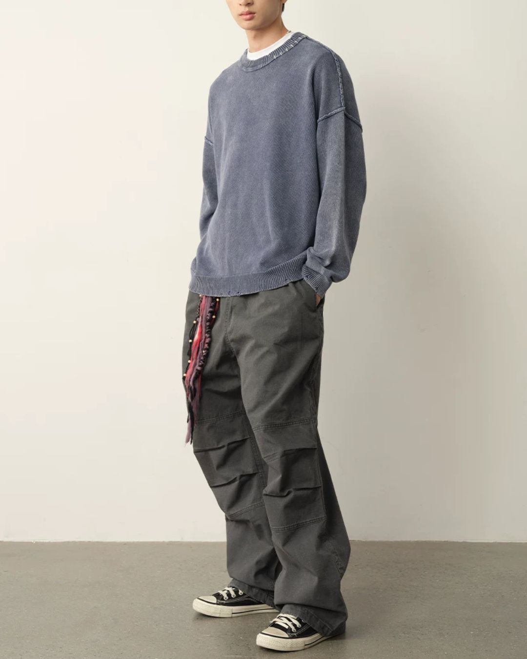 Washed Panel Wide Pants　WP126