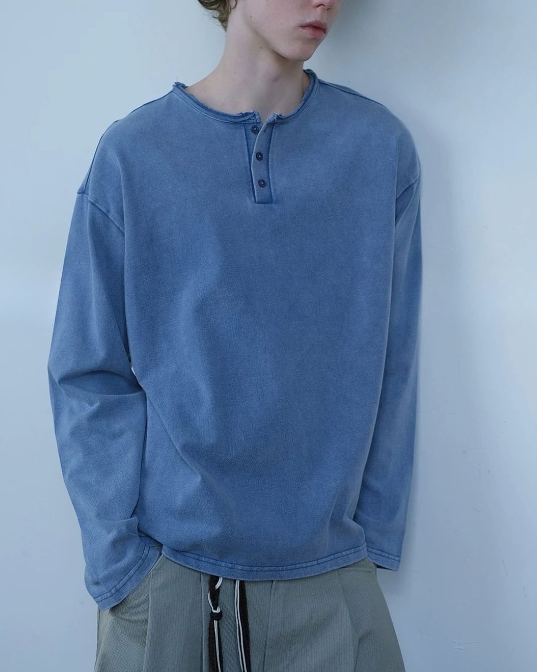 Washed Henley T-Shirt　LT093