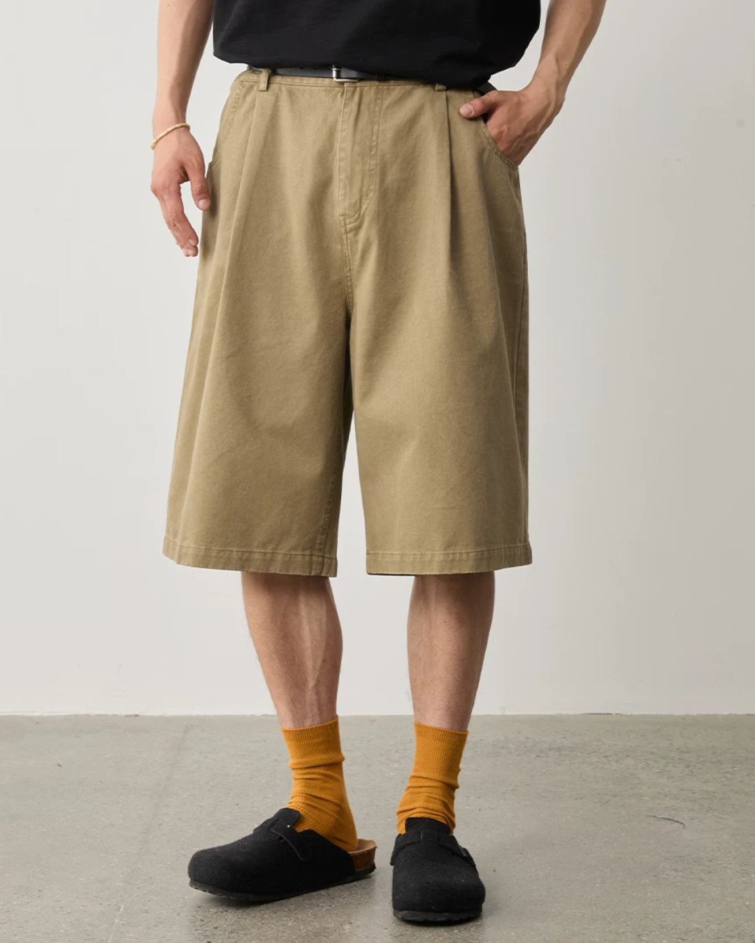 Pleated Cotton Shorts　SP070