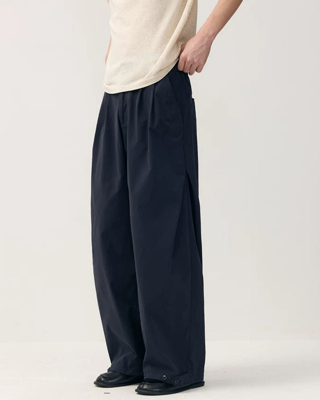 Hem Button Side Pleated Pants　WP104